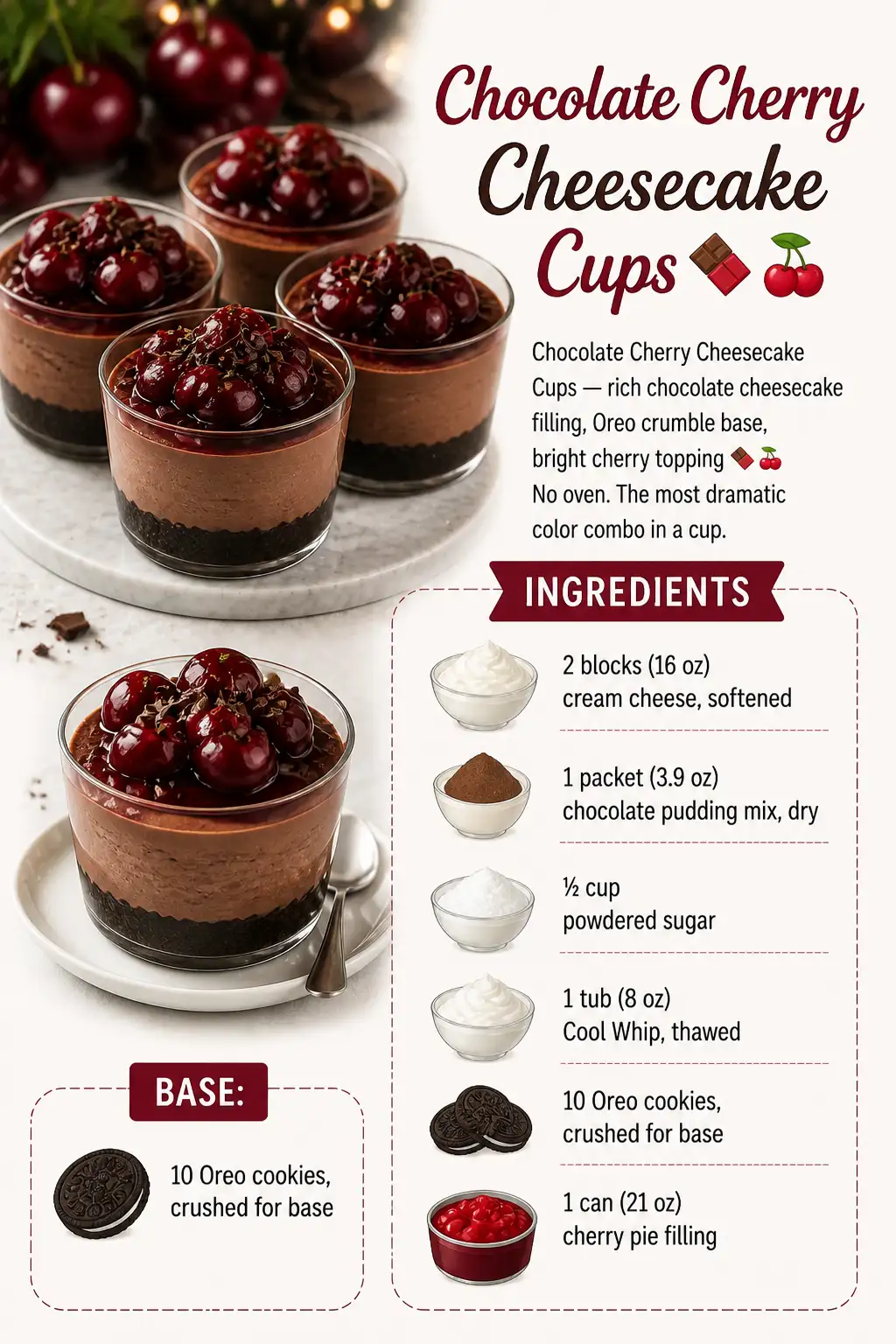 Chocolate Cherry Cheesecake Cups