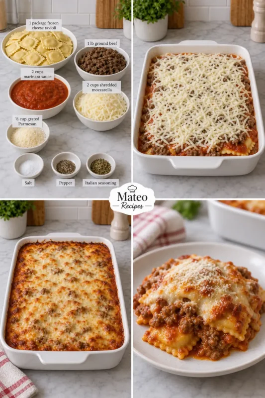 Cheesy Beef Ravioli Bake