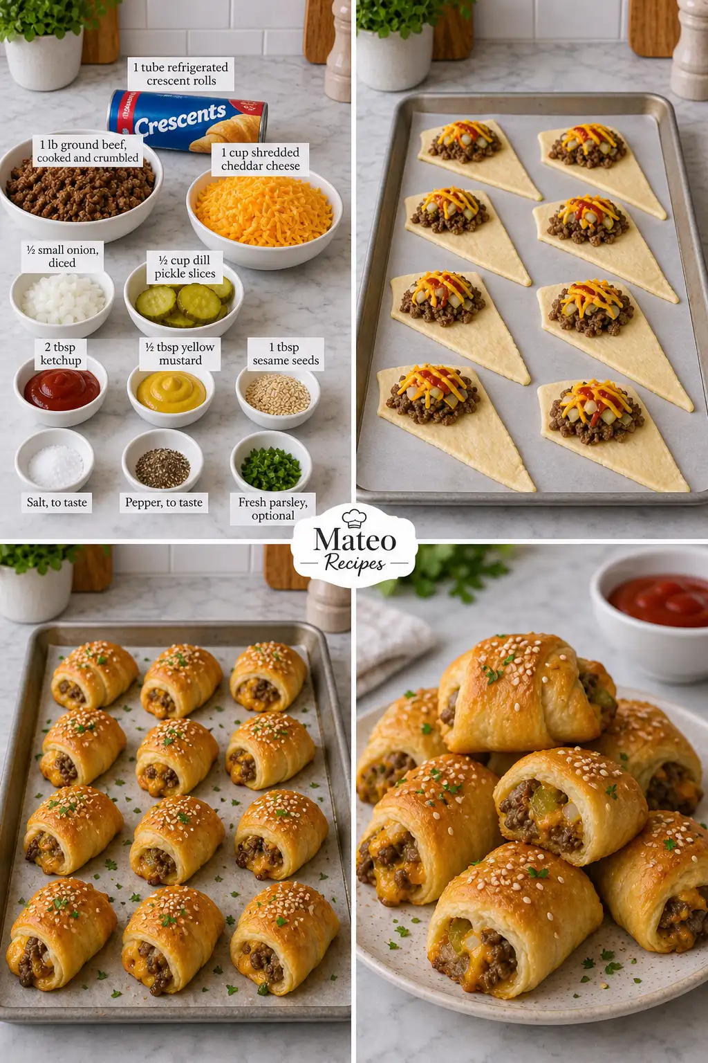 Cheeseburger Crescent Bites