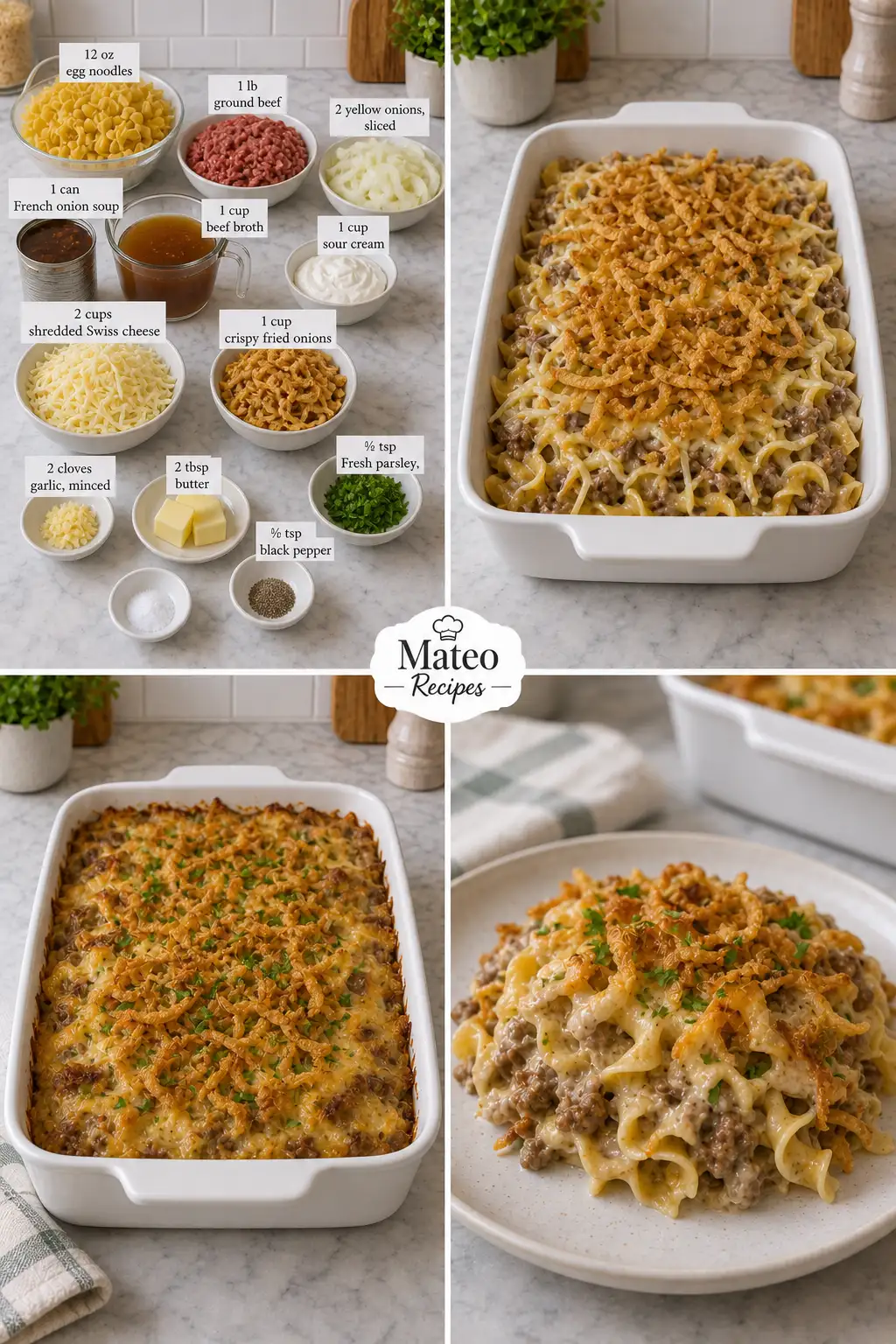 FRENCH ONION BEEF & EGG NOODLE CASSEROLE