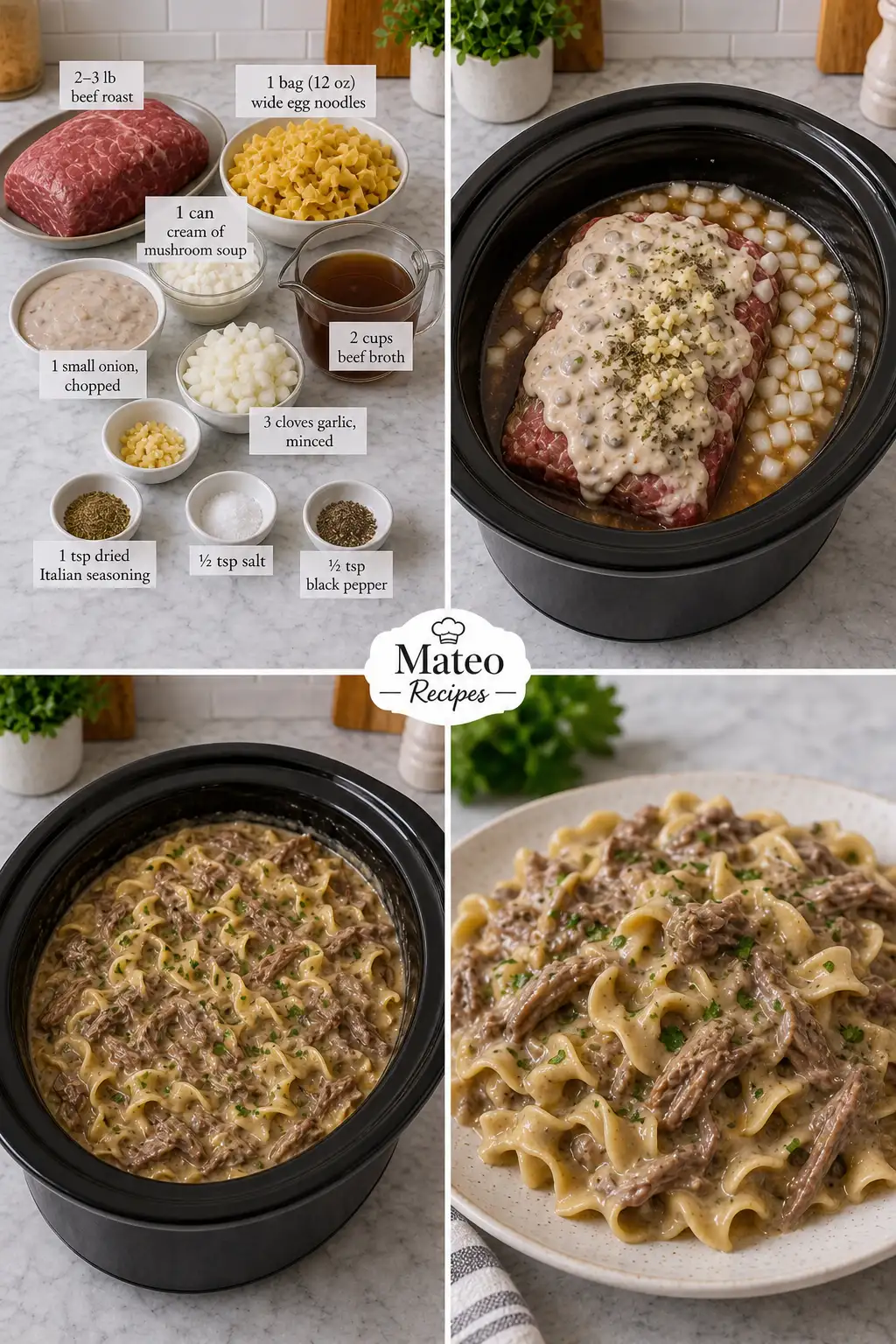 CROCKPOT BEEF & CREAMY EGG NOODLES