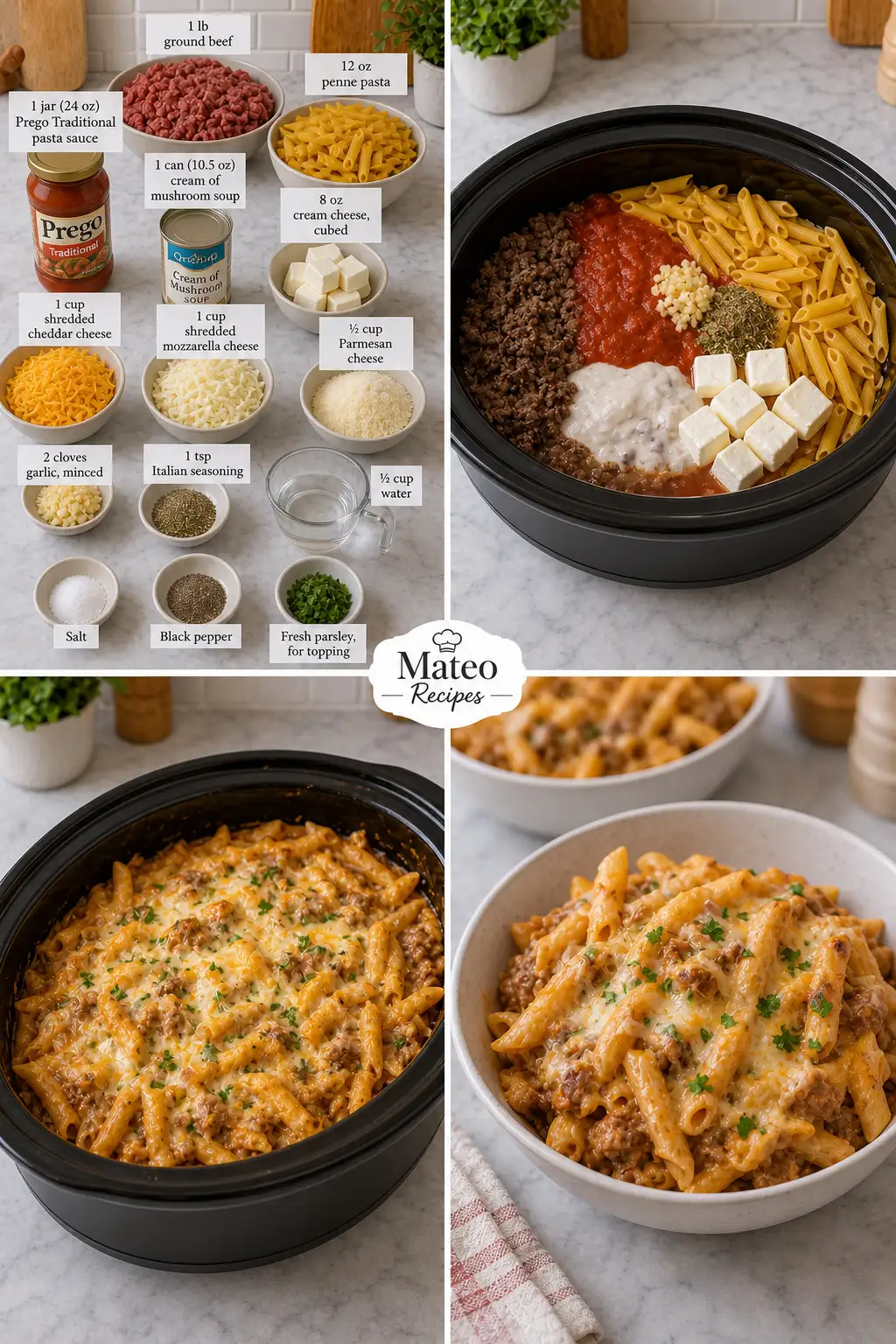 Crockpot Cheesy Beef Pasta