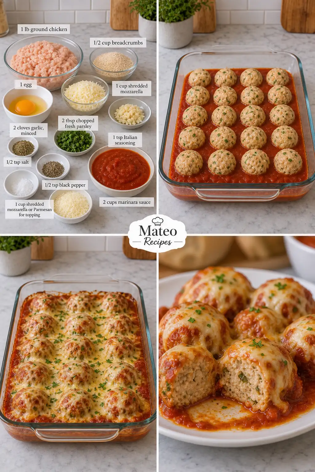 CHEESY BAKED CHICKEN MEATBALLS