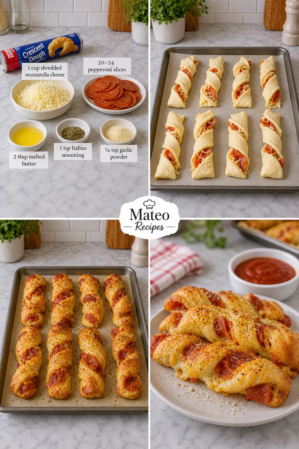 Cheesy Pepperoni Croissant Twists