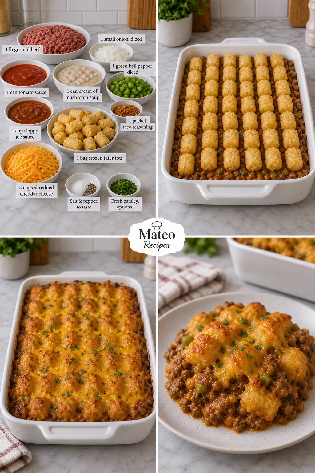 CHEESY SLOPPY JOE TATER TOT CASSEROLE