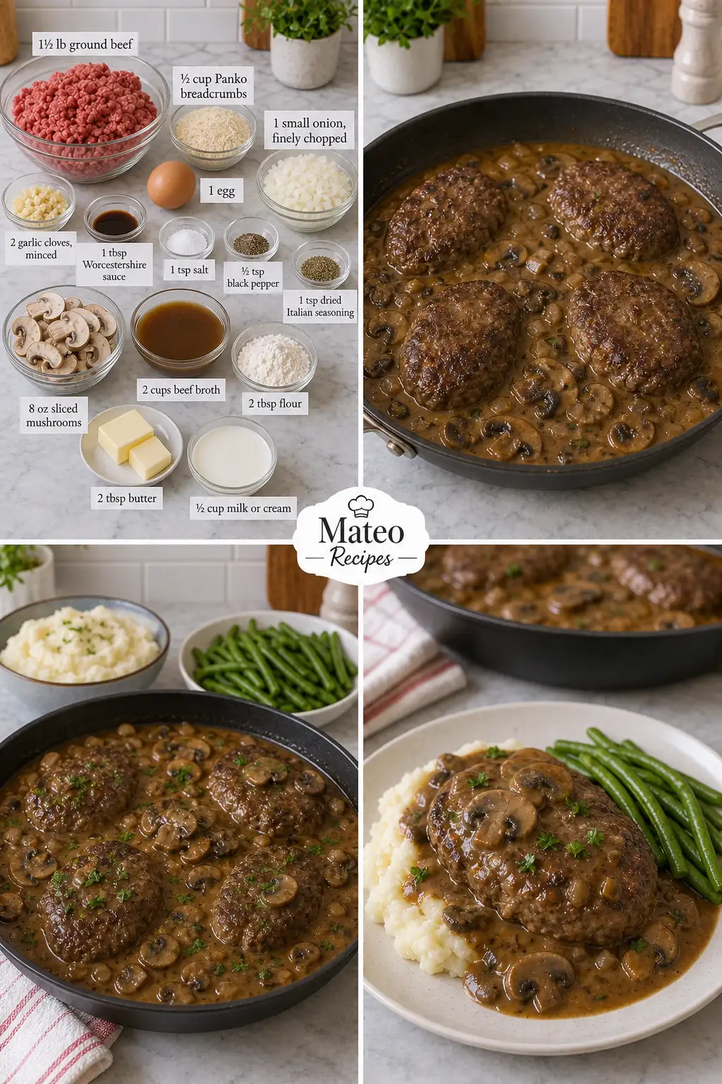 CLASSIC SALISBURY STEAK WITH MUSHROOM GRAVY